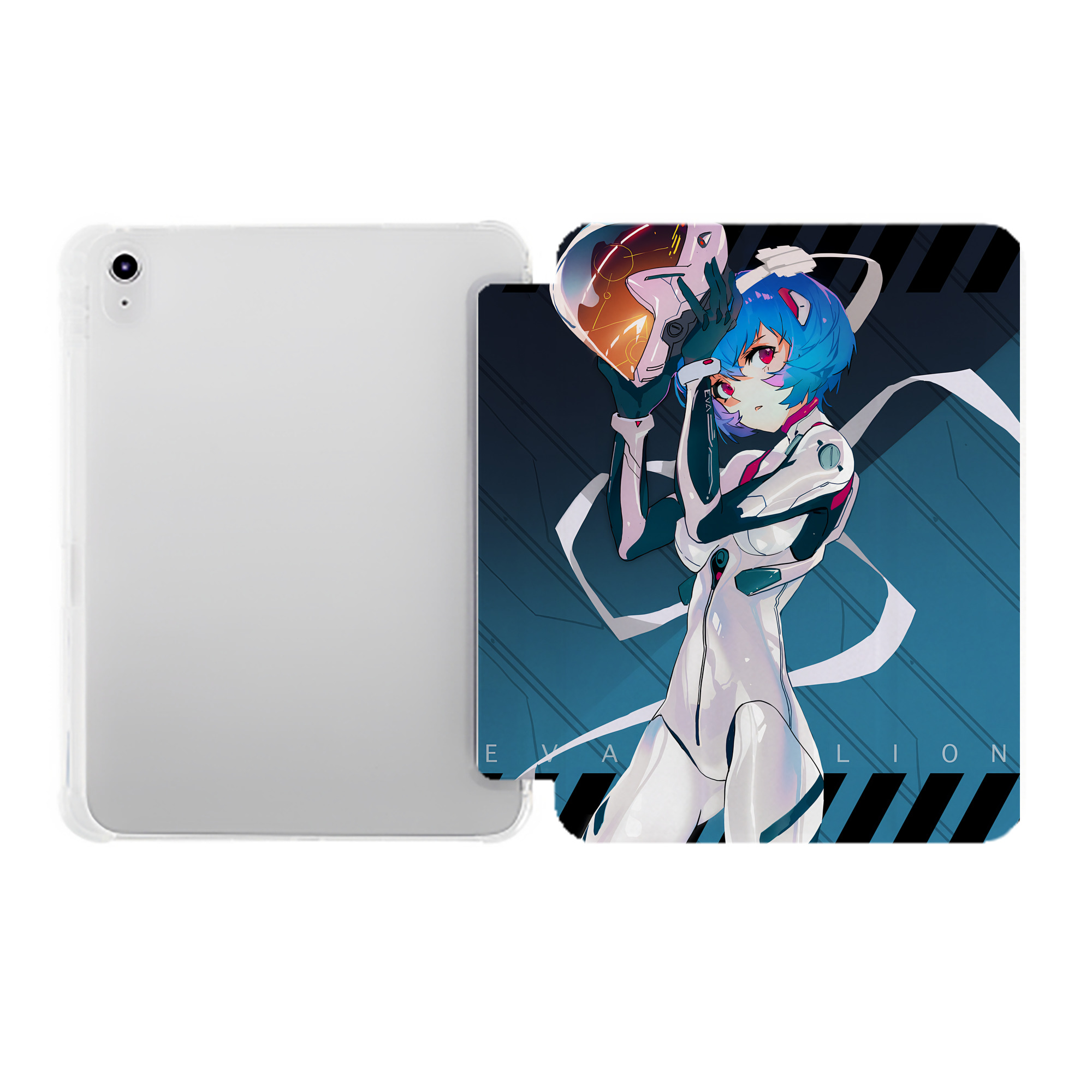 （画像用） EVA 新世紀エヴァンゲリオン IPad ケース ペン収納付き 三つ折りスタンド PUレザー×シリコン 対応機種9.5/10.5/10.9インチ